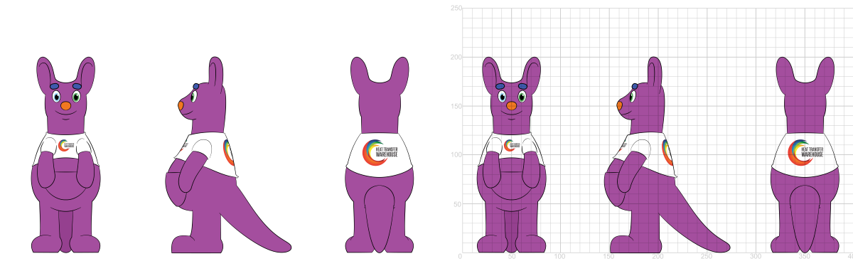 Heat-Transfer-Warehouse-Wallaby-plush-design Concept illustration of a purple kangaroo plush toy