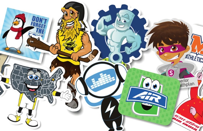 Mascotte-Stickers-op-maat-gemaakt-Promo-Bears Multiple types of custom-made stickers