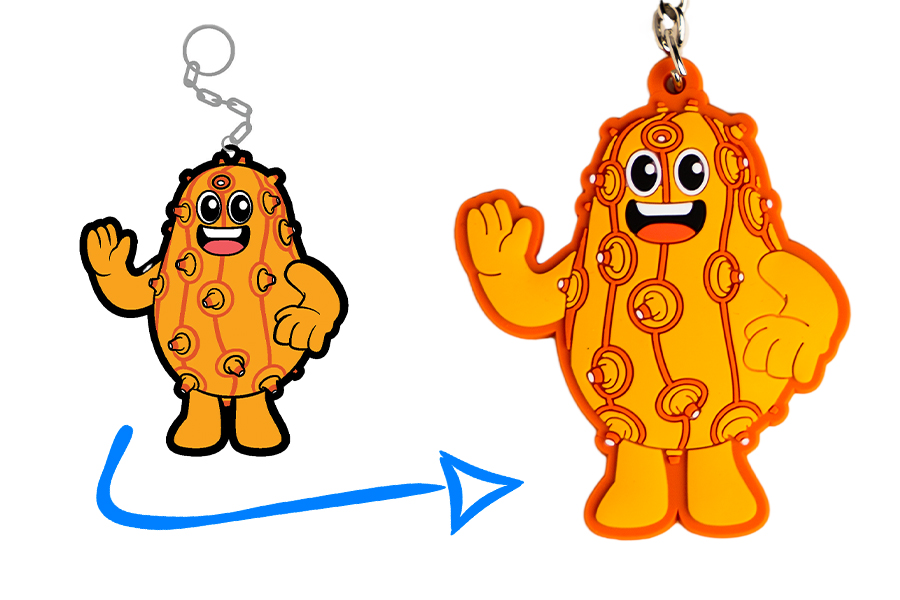 Schlusselanhanger-in-individueller-Form Custom Mascot Keychain from Design to the Actual Product; Orange Fruit Keychain