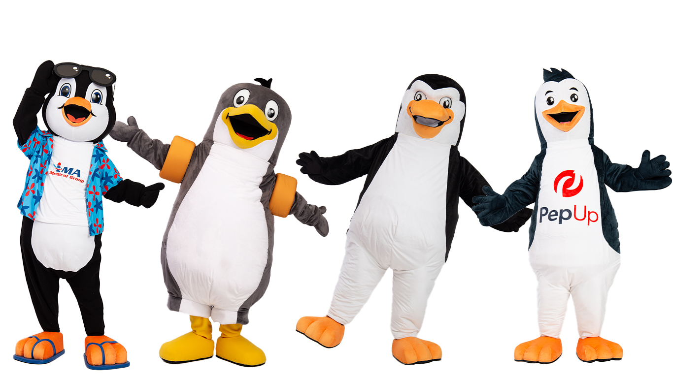 Verschiedene Pinguin Maskottchen hergestellt durch Promo Bears