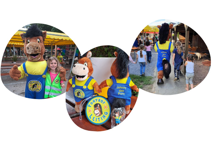 Johnny das Pony in action Ponyhof Leiting Maskottchen Und Werbeartikel Hergestellt Von Promo Bears