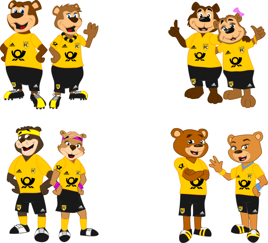 Vorschläge für Bären-Maskottchen für FC Deutsche Post Maskottchen von Promo Bears