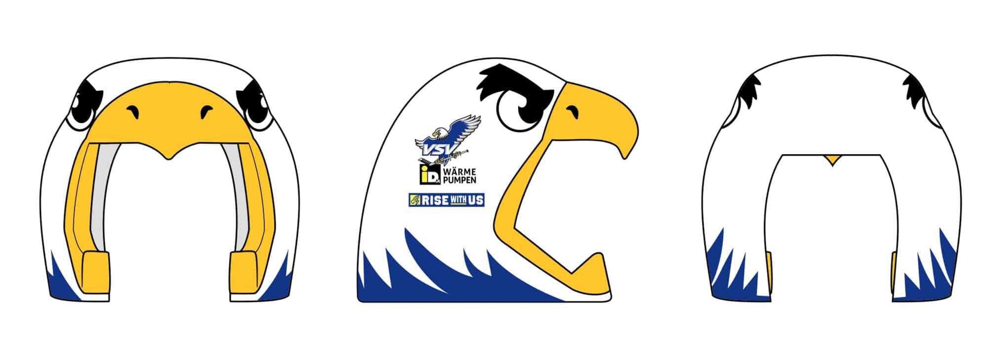 Aufblasbarer Maskottchentunnel Adler mit Logos Produktionszeichnung aufblasbarer Spielertunnel - Adler