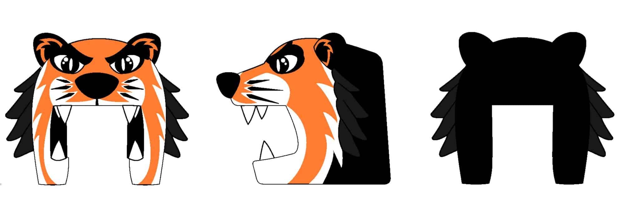 Aufblasbarer Tunnel Tigermaskottchen Produktionszeichnung von Tigertunnel hergestellt durch Promo Bears