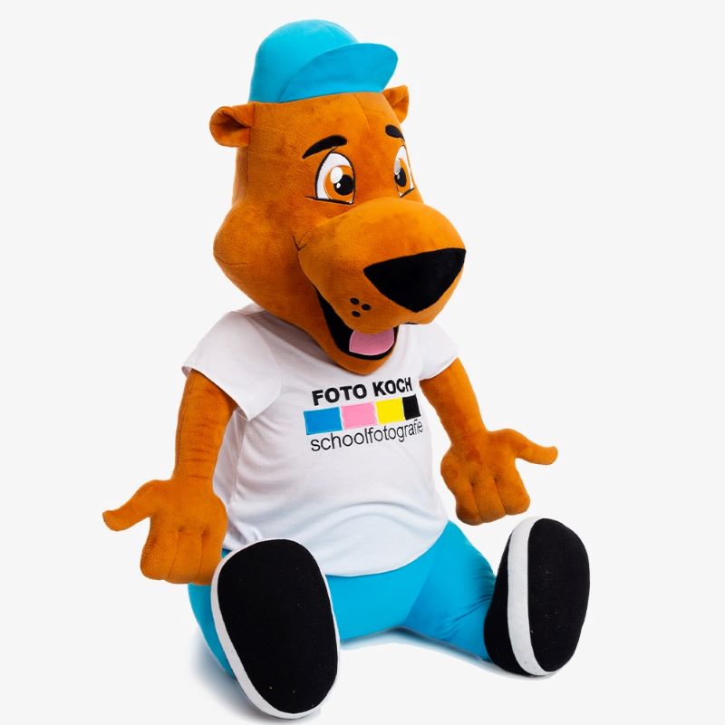 XXL-Kuscheltier-Foto-Koch-von-Promo-Bears Großer Teddybär für die Fotoschule Foto Koch hergestellt von Promo Bears