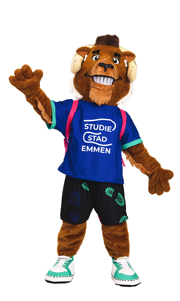 Schulmaskottchen mit Rucksack und Schuloutfit