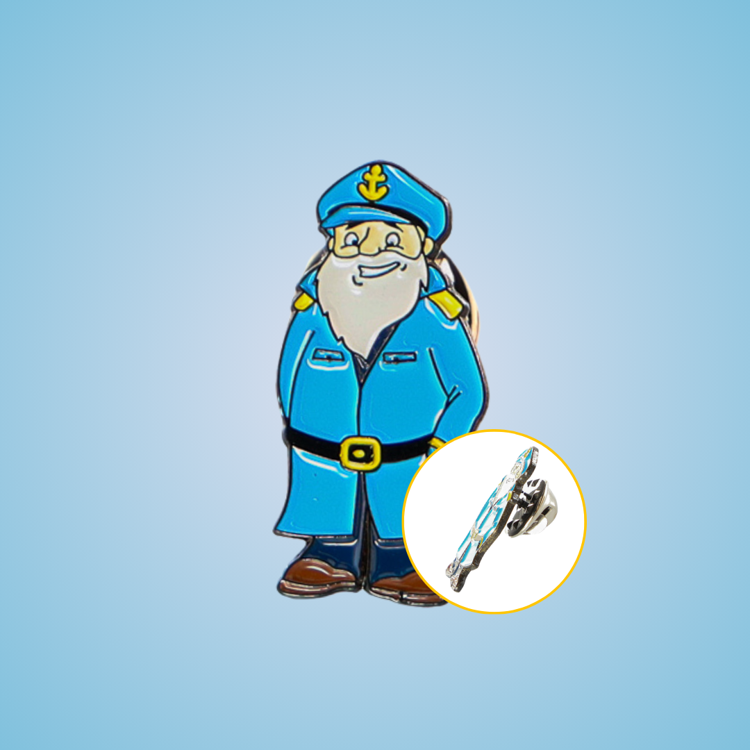 Blue enamel pin with background 3 Stress balls custom-made, mascot stress balls